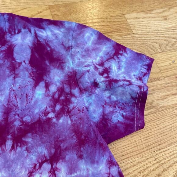 handmade tie dyed unisex tshirt M purple crackle ice frost - Picture 6 of 8
